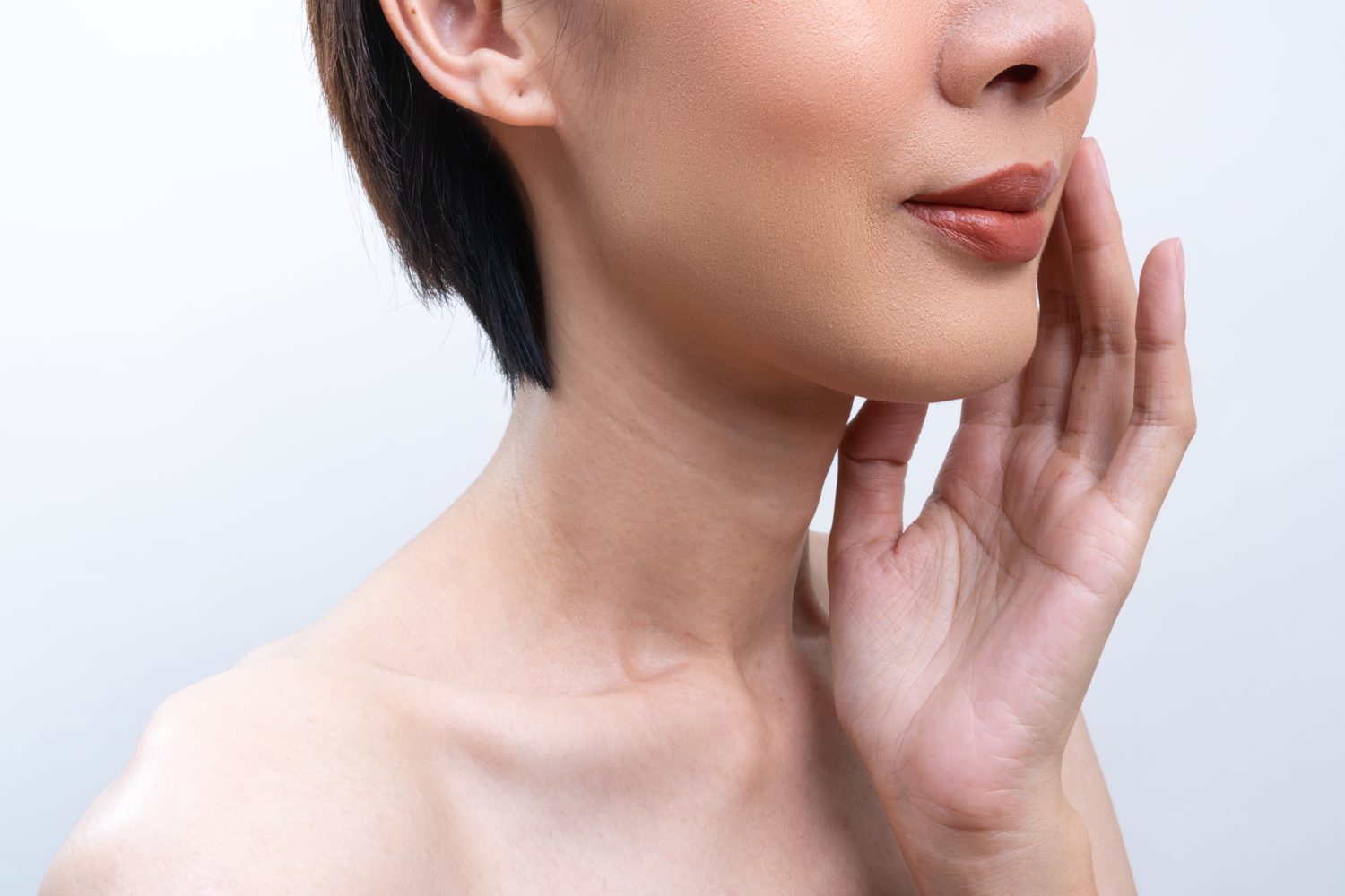 Close-up of jawline and neck skin